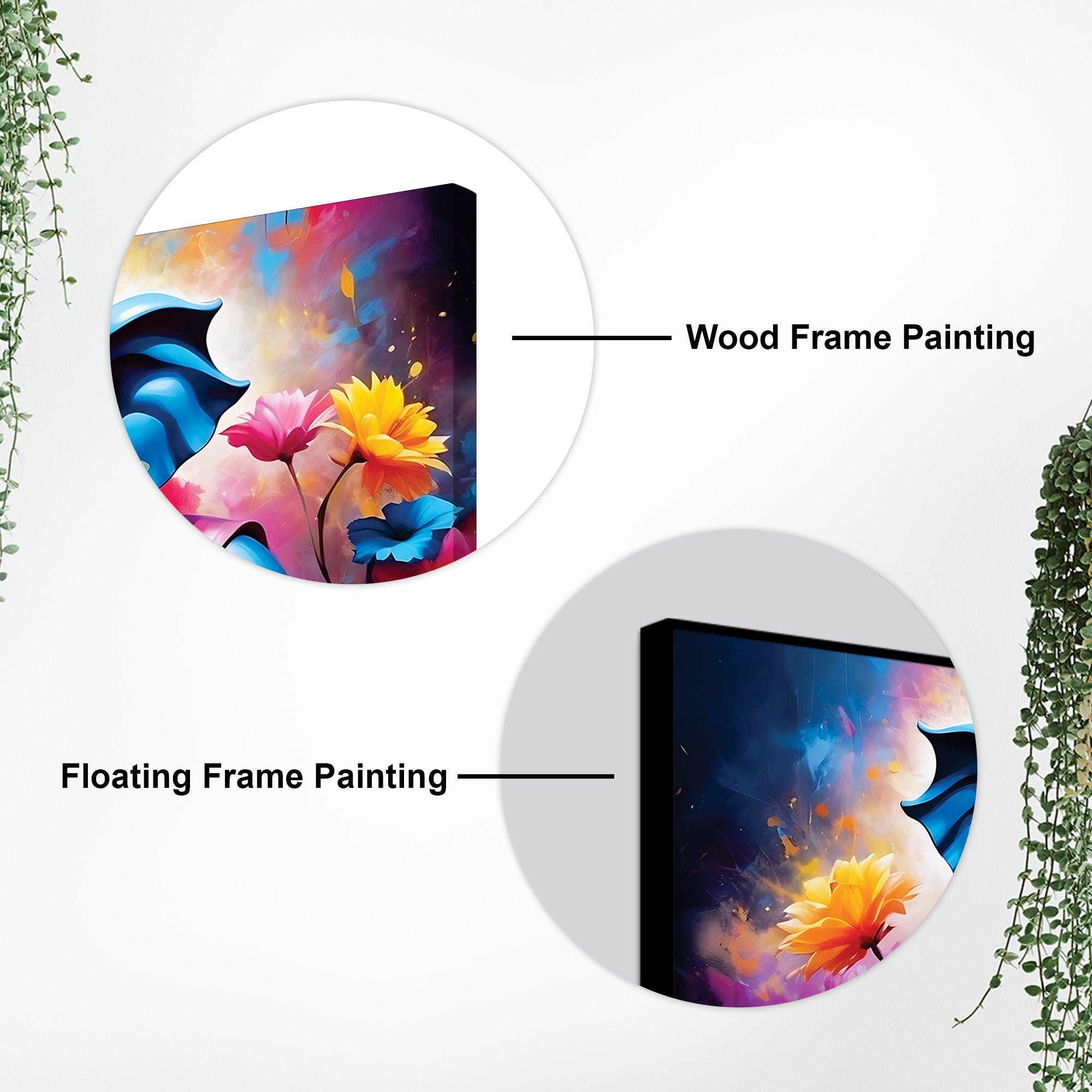 Aesthetic Blue Lord Ganesha with Floral Accents Canvas Wall Painting for Home & Office Decor – Modern Devotional Wall Art