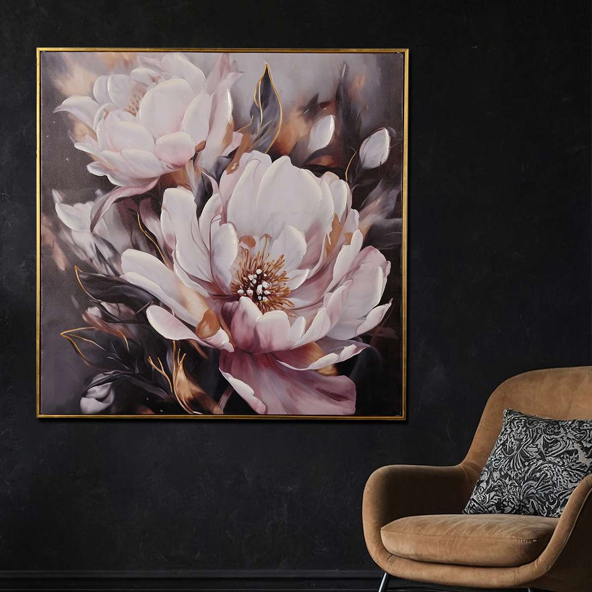 Ambrosial of Petals Hand Painted Wall Painting with Floating Frame