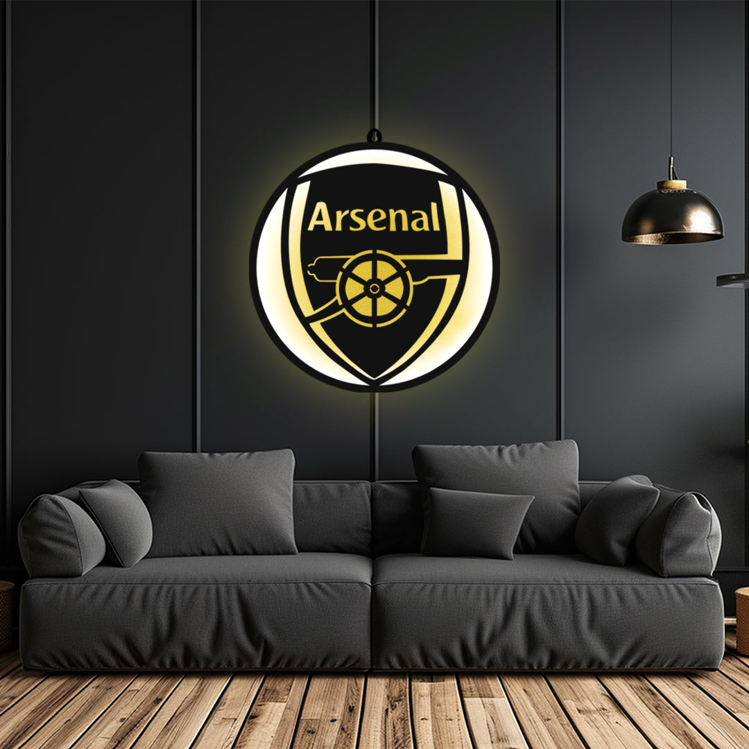 Arsenal Logo LED Wall Hanging Light for Bedroom and Wall Decor