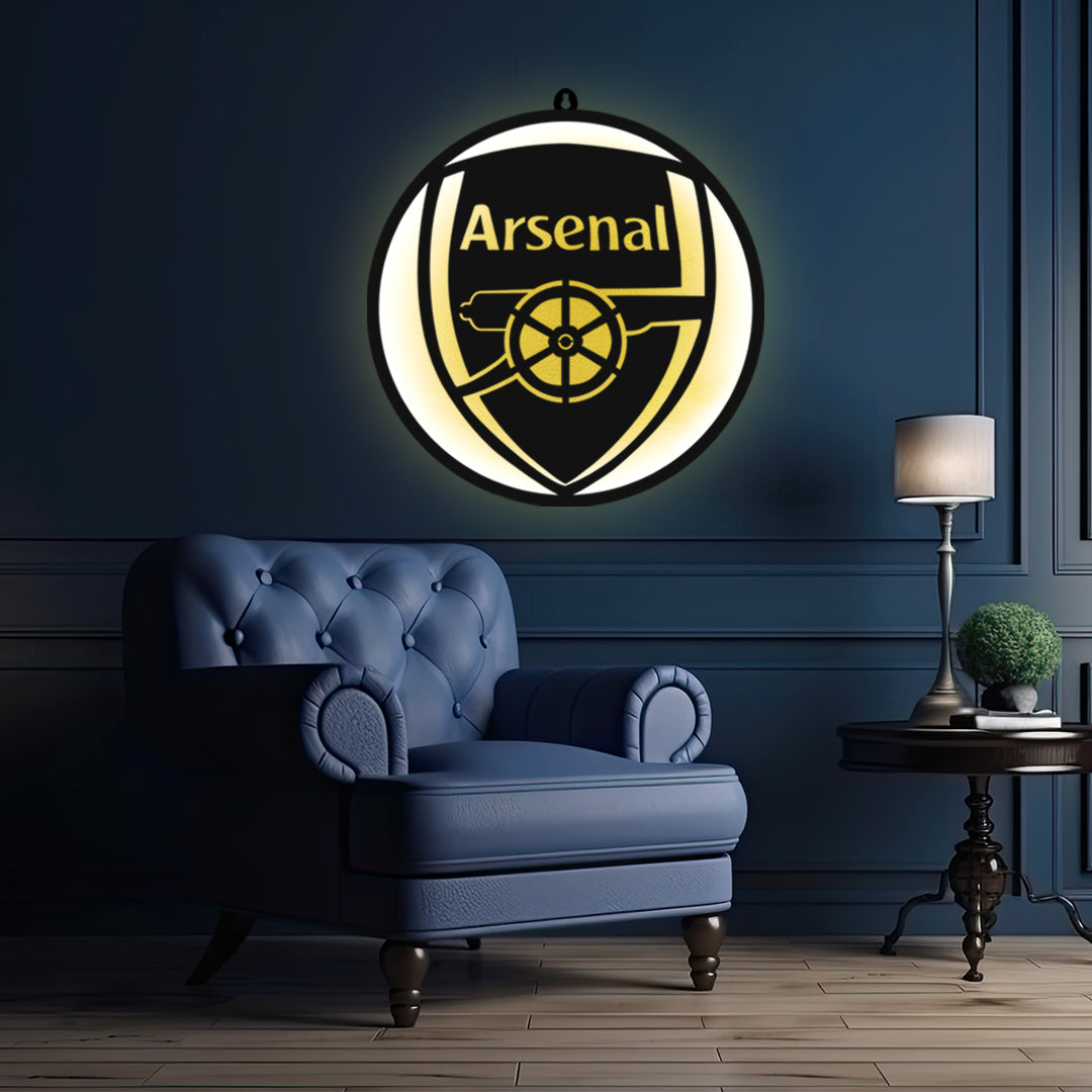 Arsenal Logo LED Wall Hanging Light for Bedroom and Wall Decor