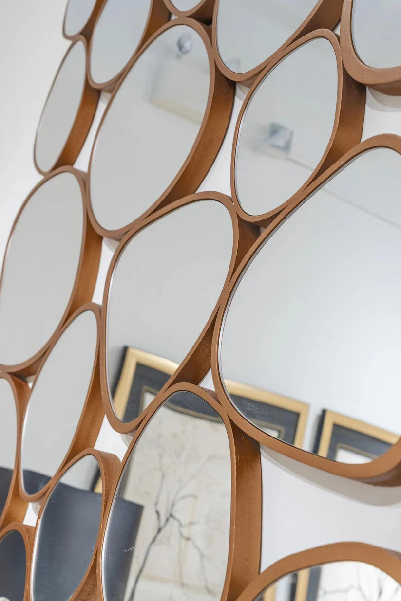 Art Inspired Wall Mirror Composition Cluster in Gold Frame