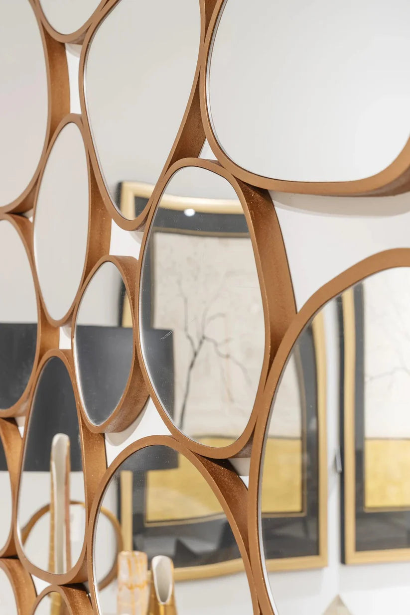 Art Inspired Wall Mirror Composition Cluster in Gold Frame