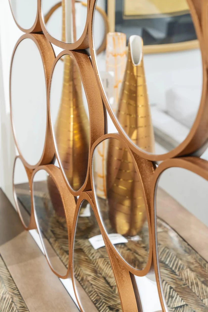 Art Inspired Wall Mirror Composition Cluster in Gold Frame