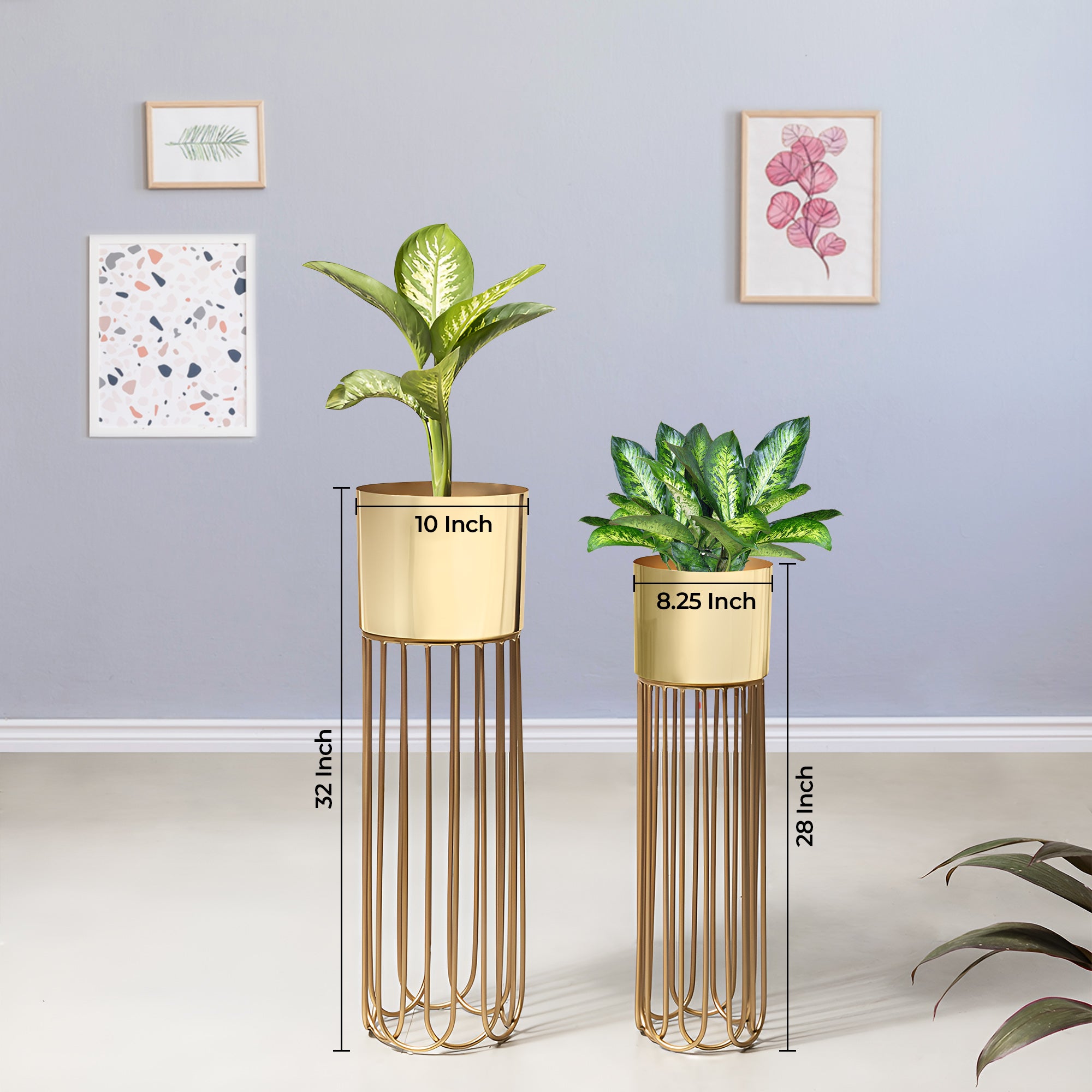 Artisan Arboretum Golden Finish Planters Set of 2