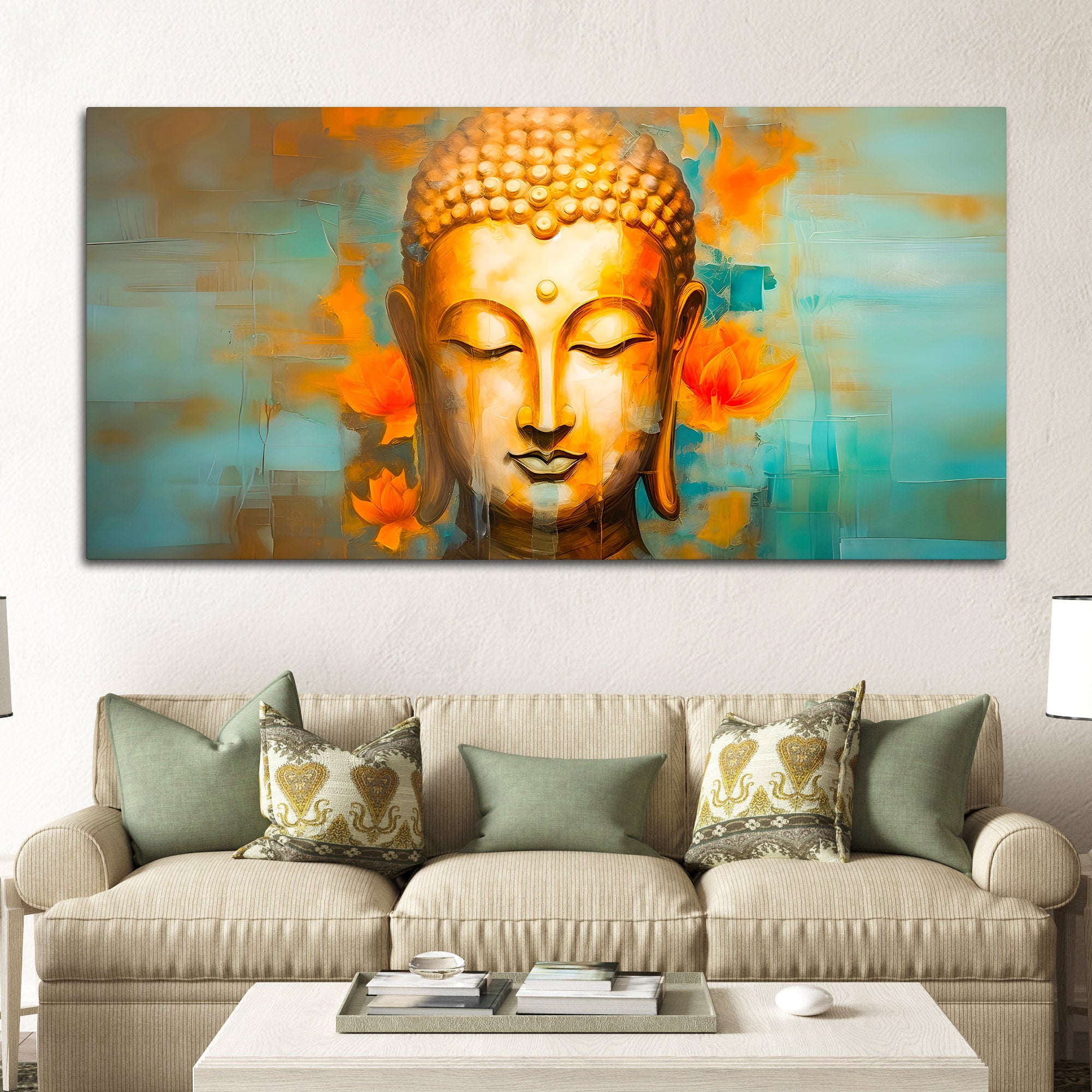 Artistic Buddha Canvas Painting for Decorative Wall Design