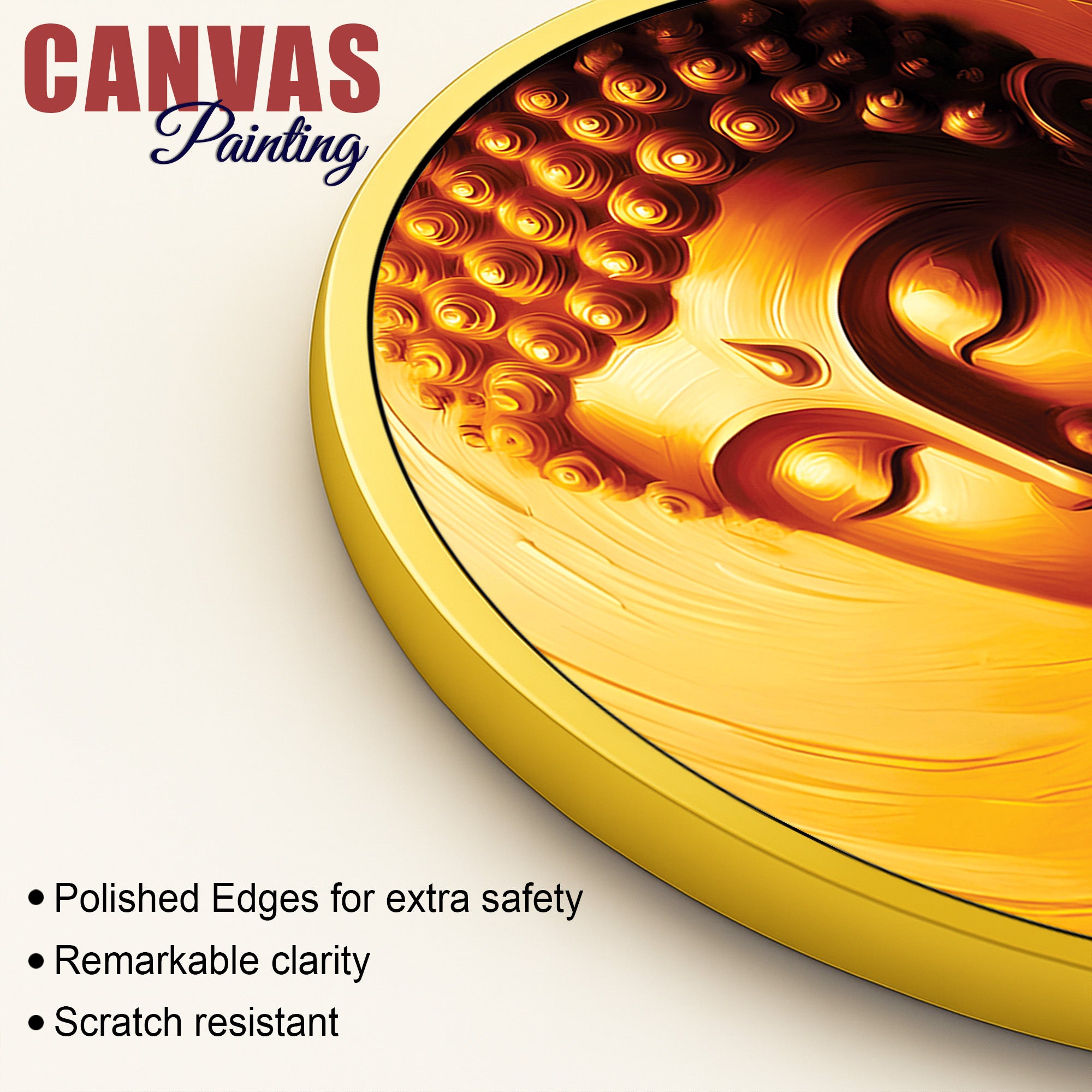 Artistic Golden Buddha Round Wall Painting