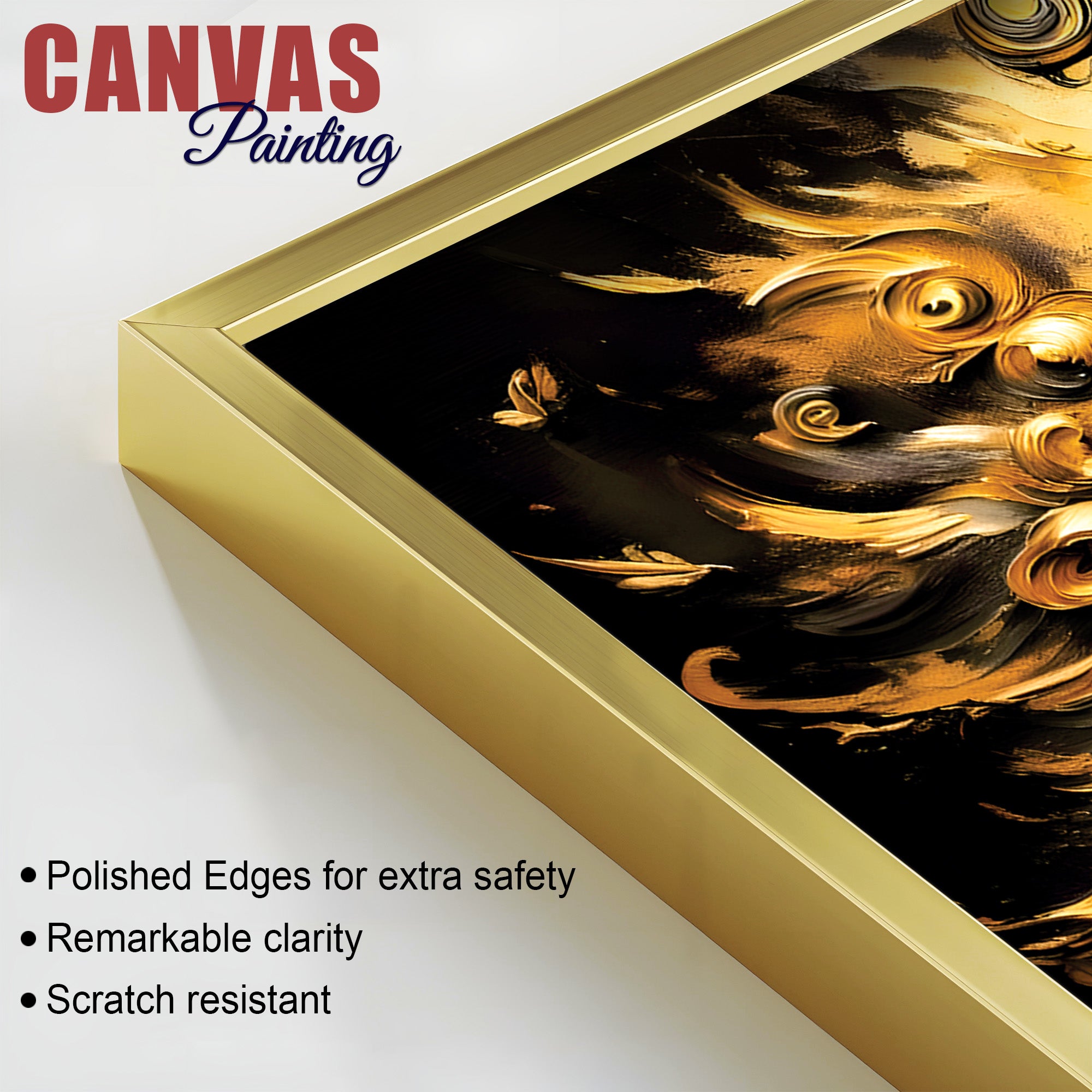 Artistic Lord Krishna Gold Effect Canvas Painting for Home Interiors