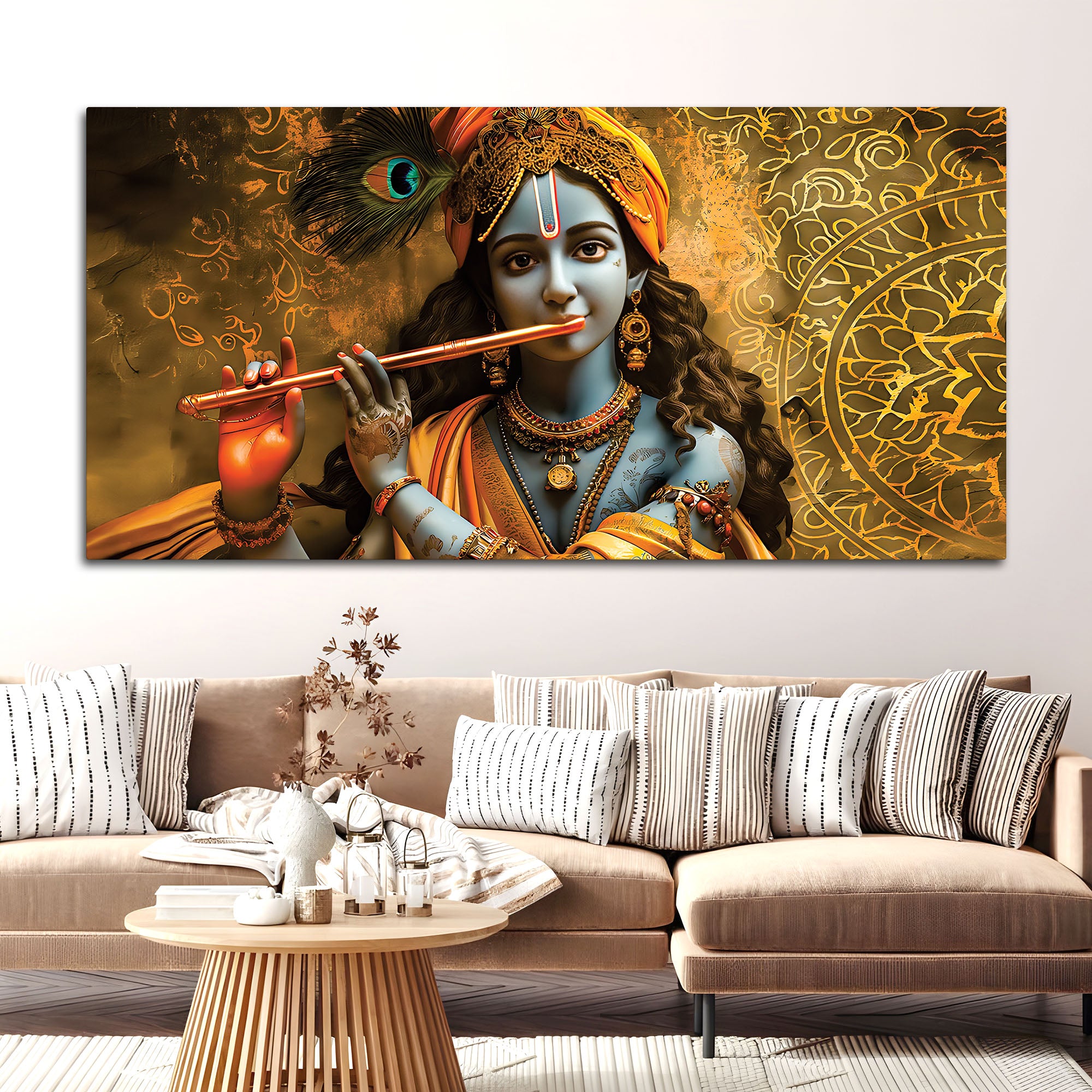 Artistic Lord Krishna Painting on Premium Canvas for Home