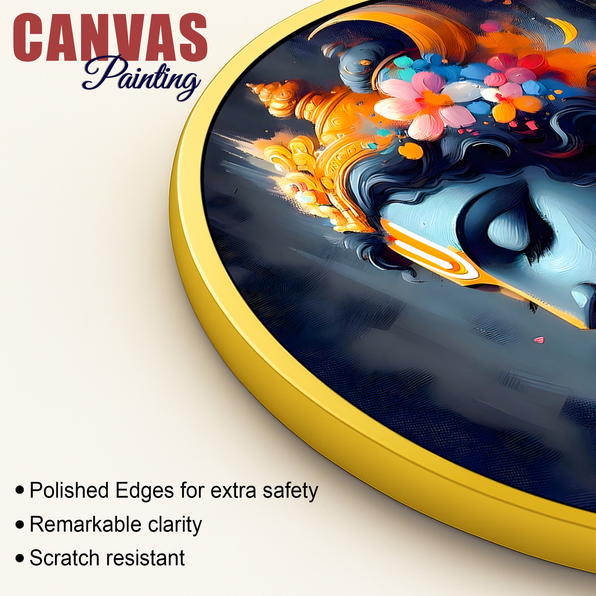 Artistic Lord Krishna Round Frame Painting