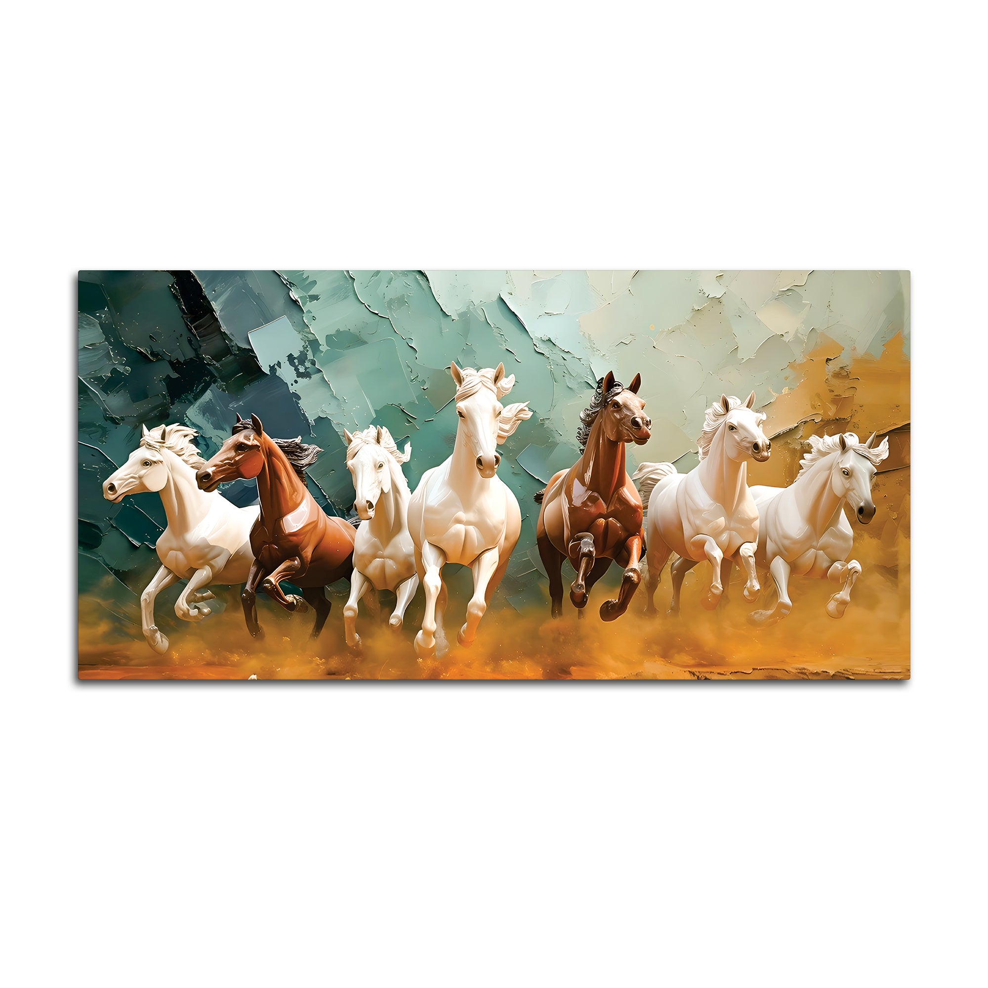 Auspicious Canvas wall Painting of Seven Running Horses