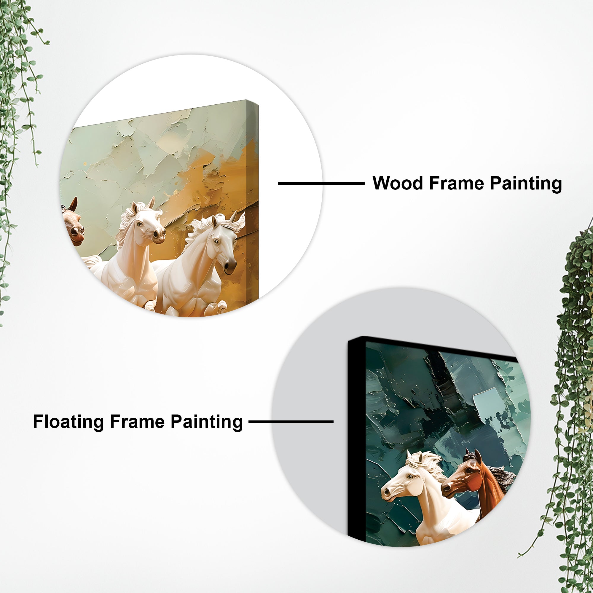 Auspicious Canvas wall Painting of Seven Running Horses