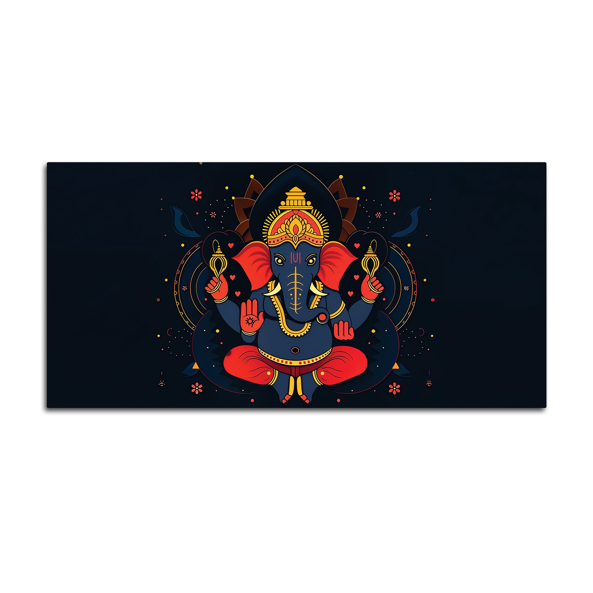 Auspicious Lord Shri Ganesh Sitted in the Dark Canvas Wall Painting – Contemporary Spiritual Wall Decor