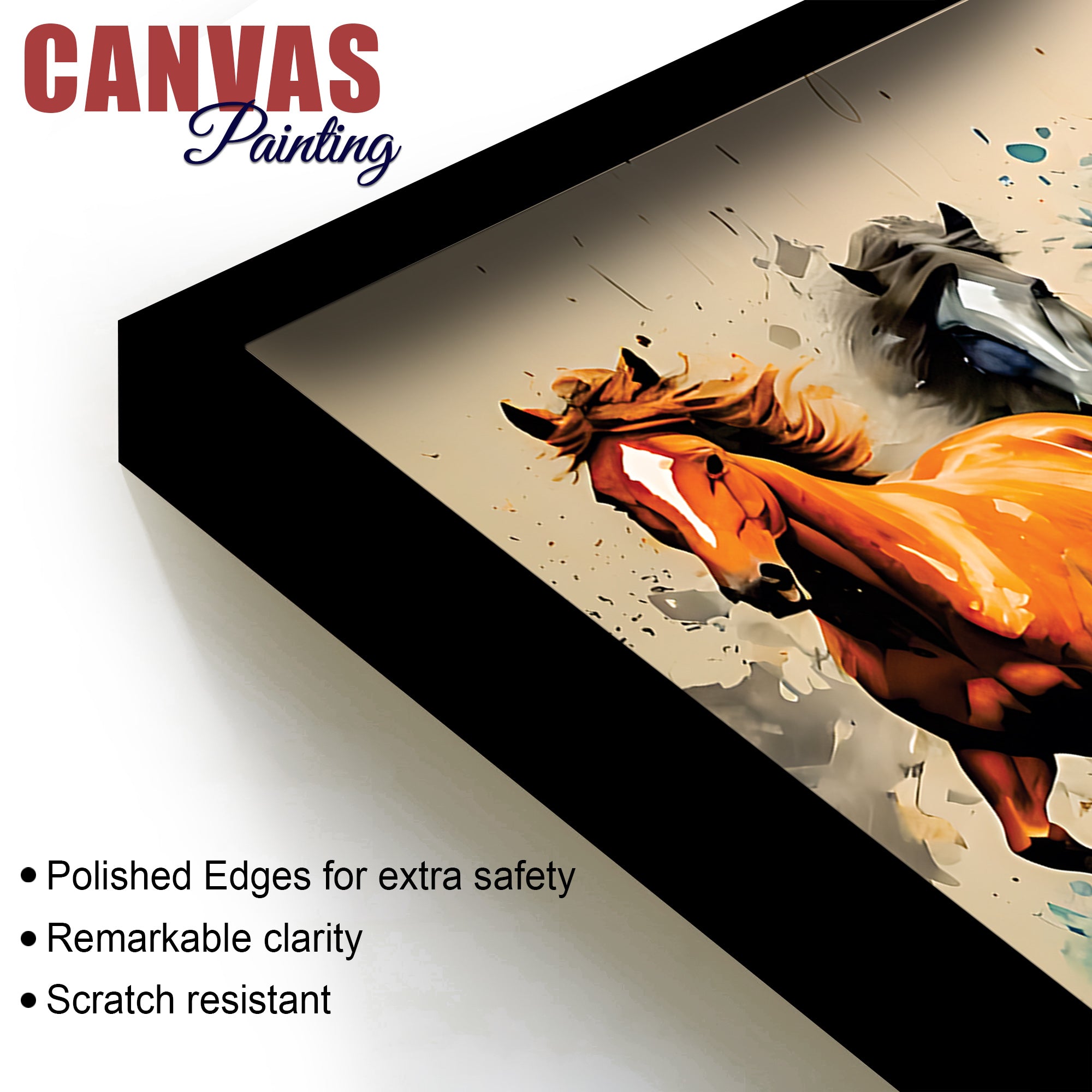 Auspicious Seven Running Horses Premium wall Painting