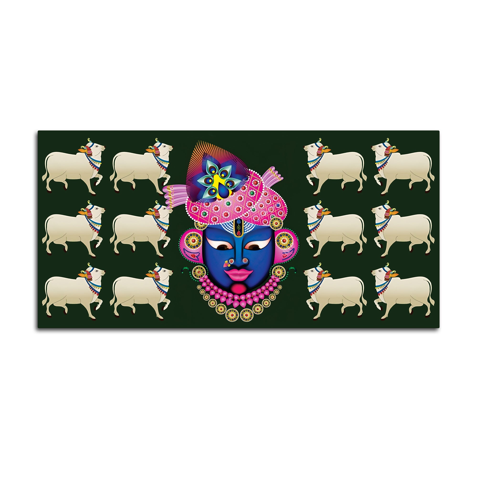 Auspicious Shrinath ji Face Cow Religious Wall Painting