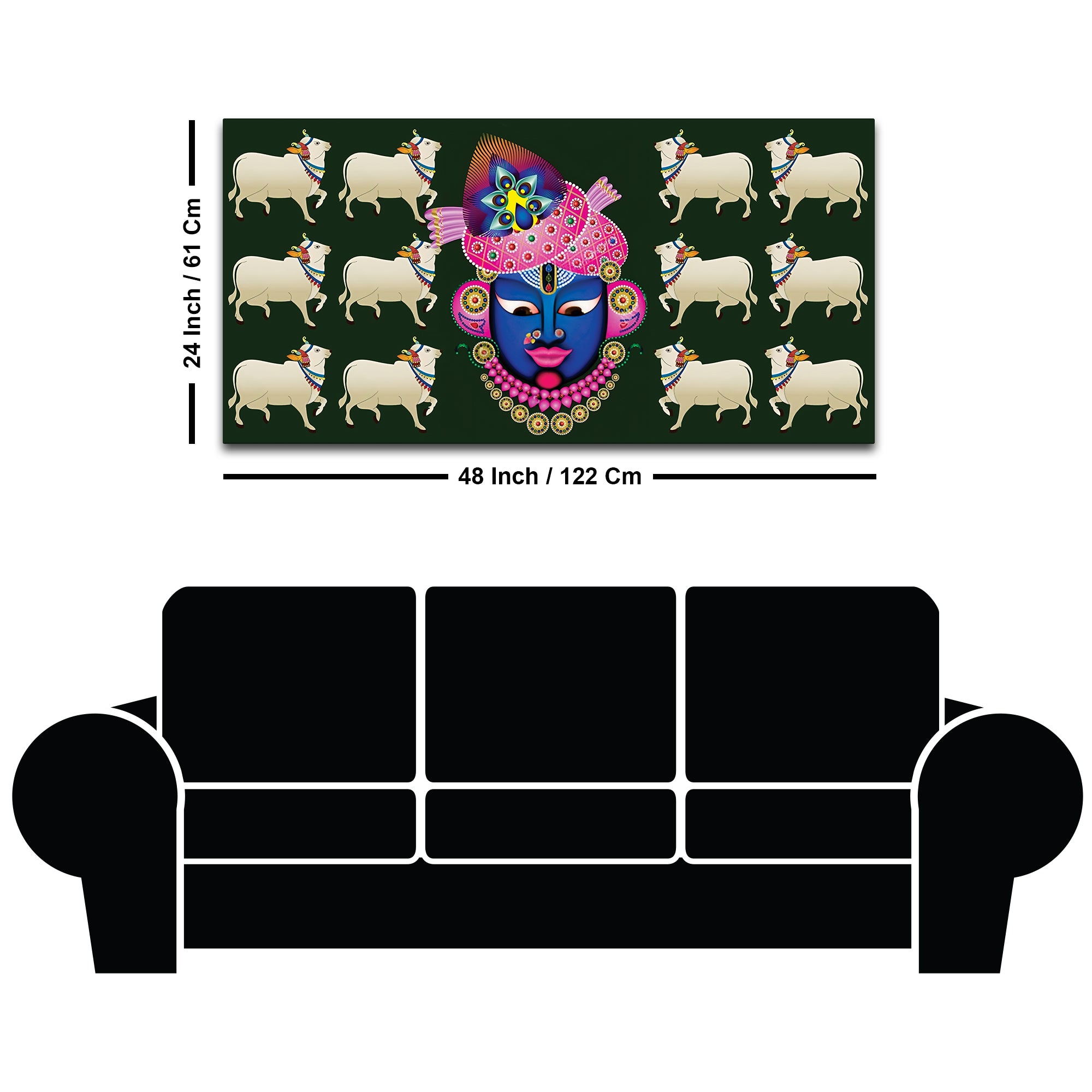 Auspicious Shrinath ji Face Cow Religious Wall Painting