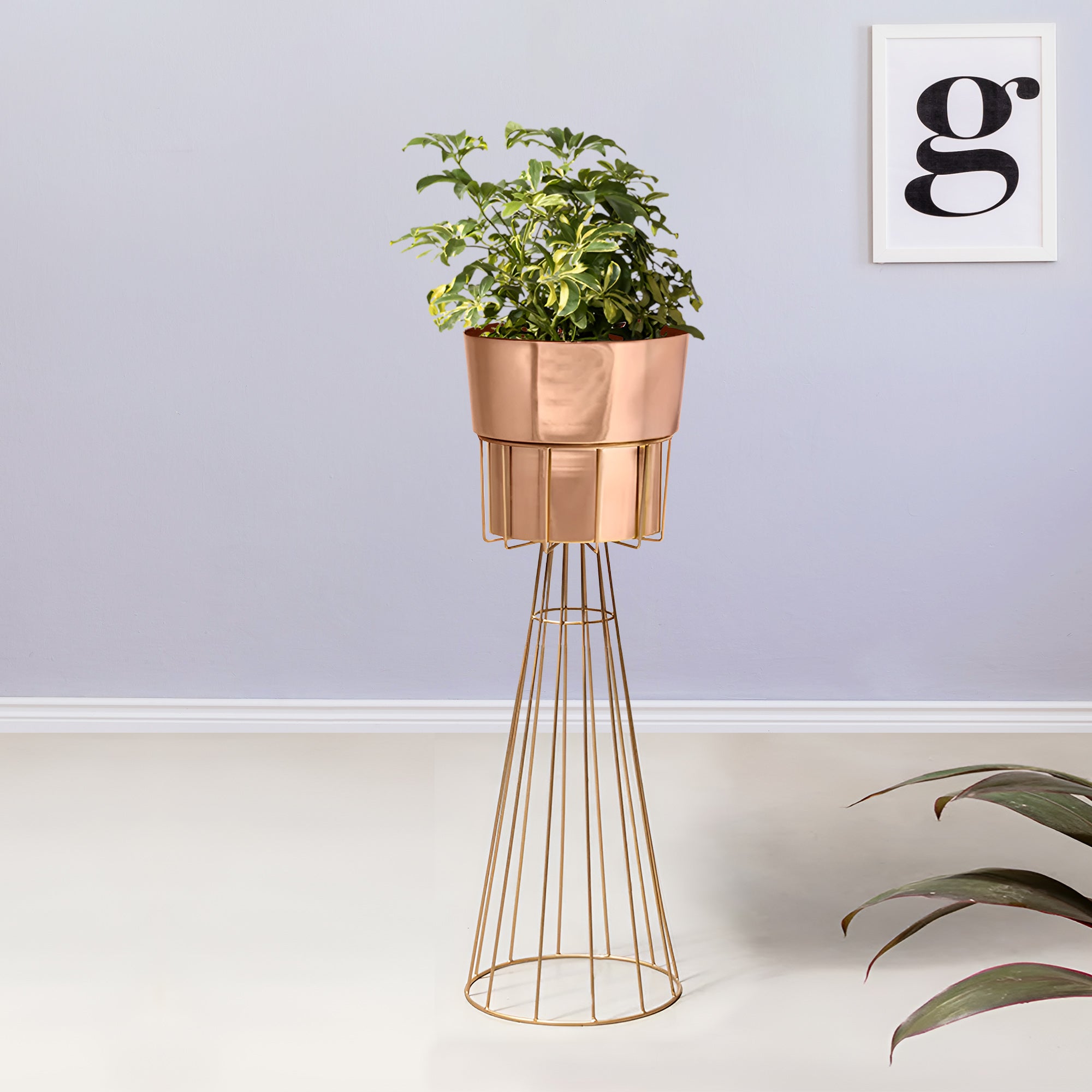Avant Garden Gold Stand & Ross Gold Pot - Large Size Planter
