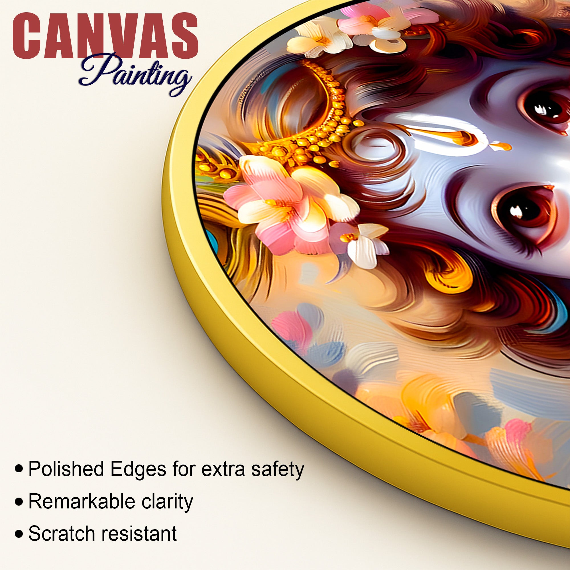 Bal Krishna Round Frame Canvas Wall Painting