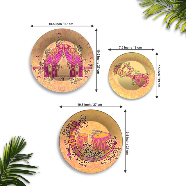 Band Baaja Baarat Shaadi Vibes Premium Wall Plates Painting Set of 3