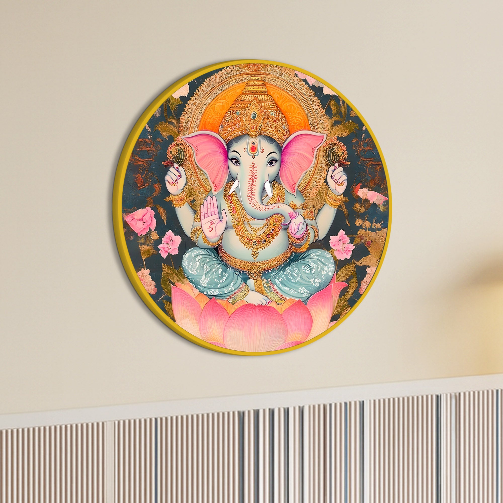 Bappa Ji Round Canvas Painting