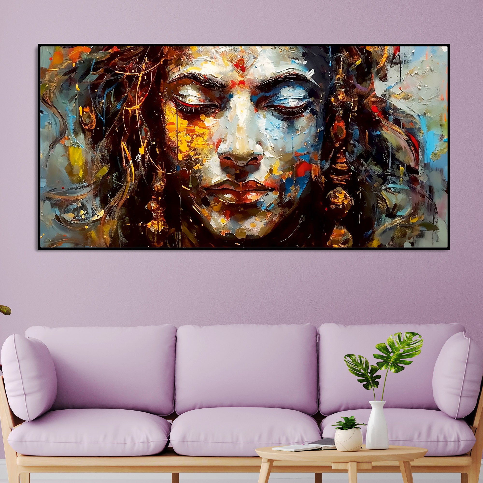 Beautiful Canvas Wall Painting of Artistic Colorful Women Face Art