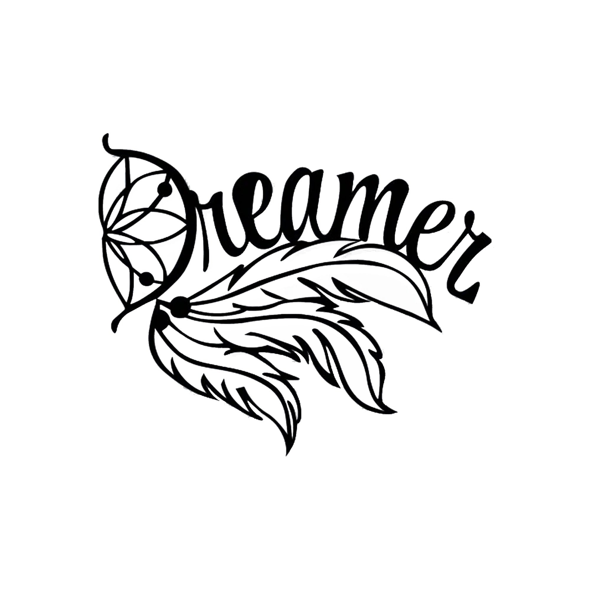 Beautiful Design Dream Text with Leaf Metal Artwork Wall Decor