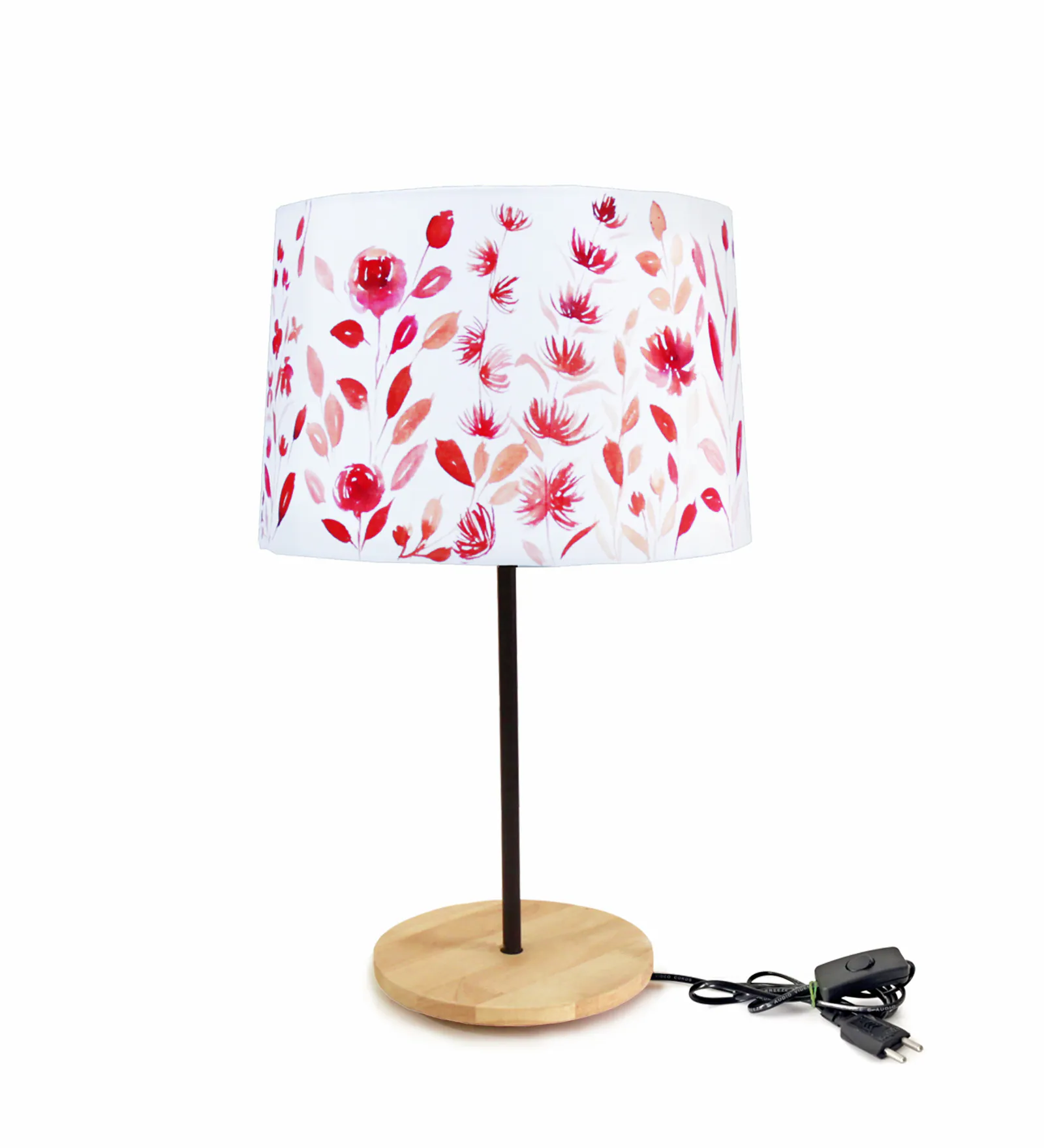 Beautiful Flower Art Night Lamp with Wooden Base Table Lamp Shade