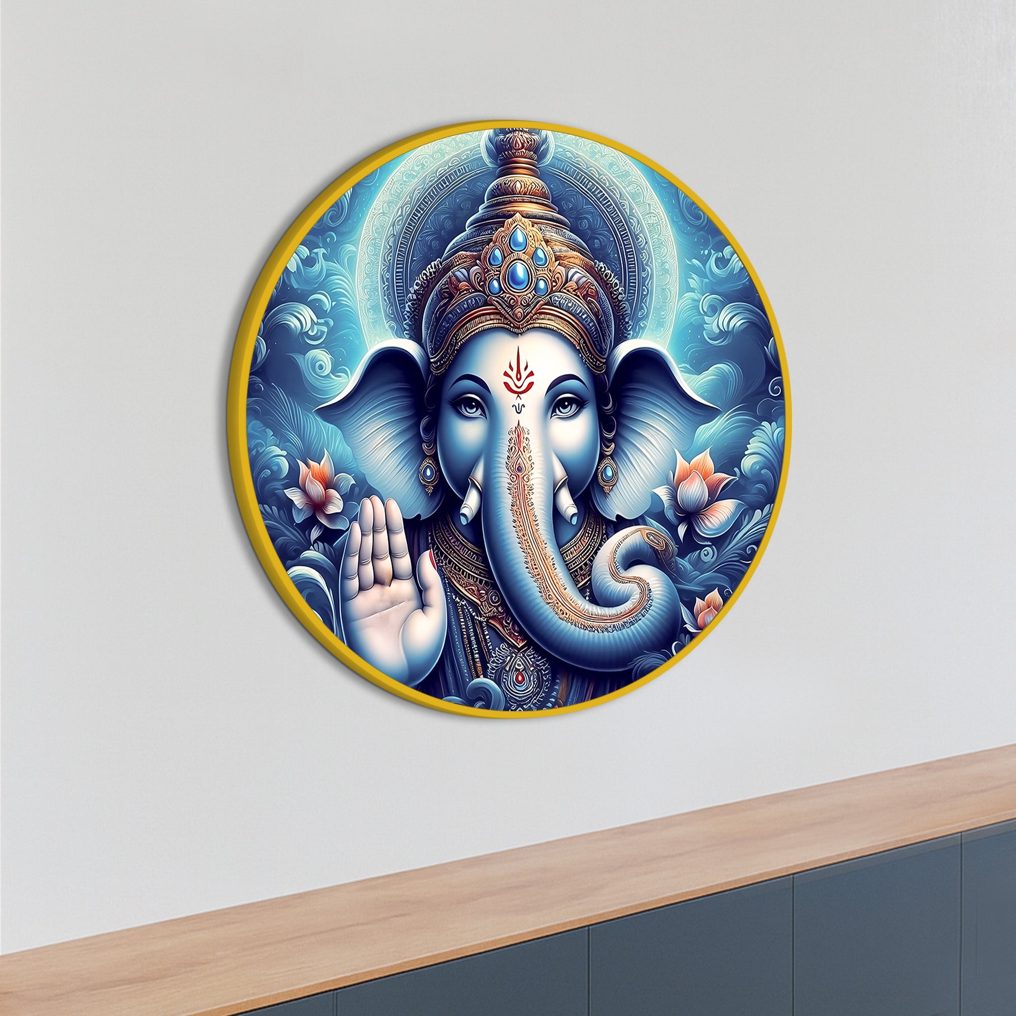 Beautiful Ganpati Ji Round Painting for Home Decoration