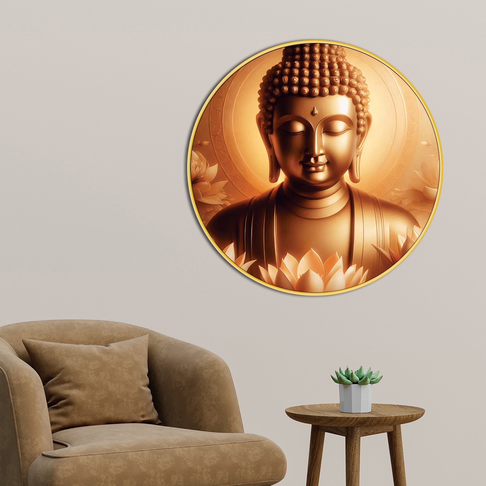 Beautiful Golden Buddha Canvas Painting