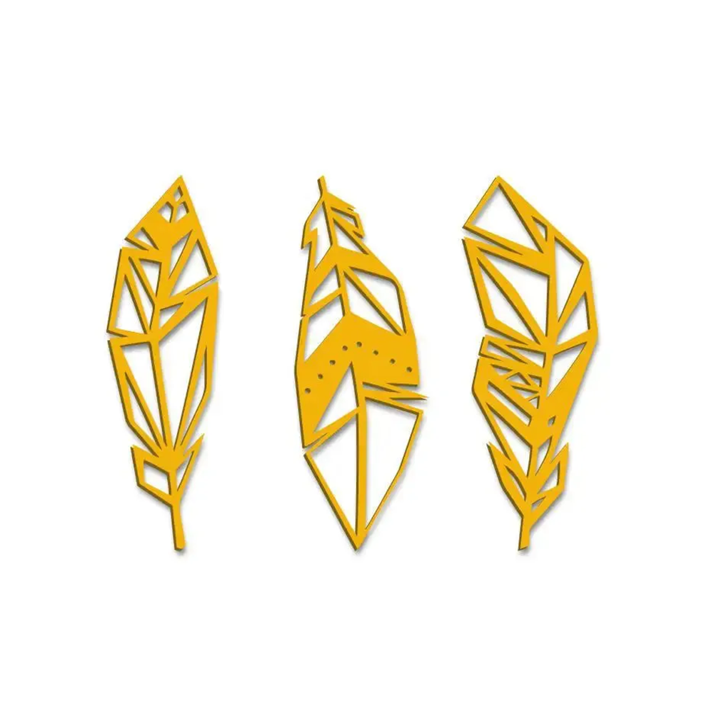 Beautiful Leaf Design in Yellow Color Metal Art Wall Decor