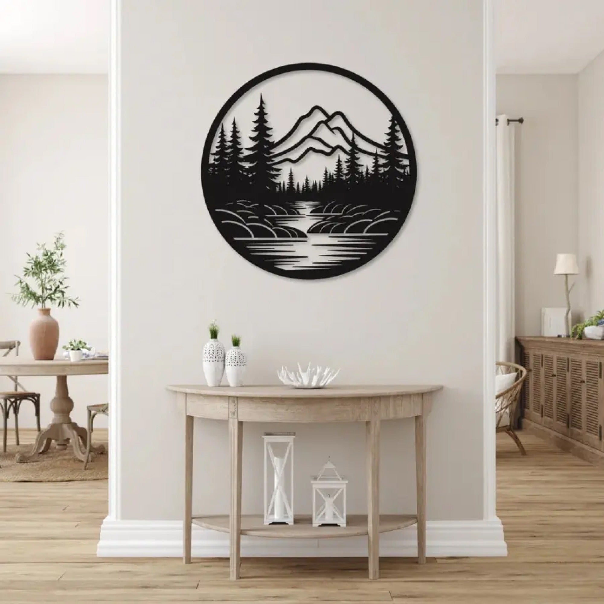 Beautiful River Mountain Scenery Metal Artwork Wall Decor