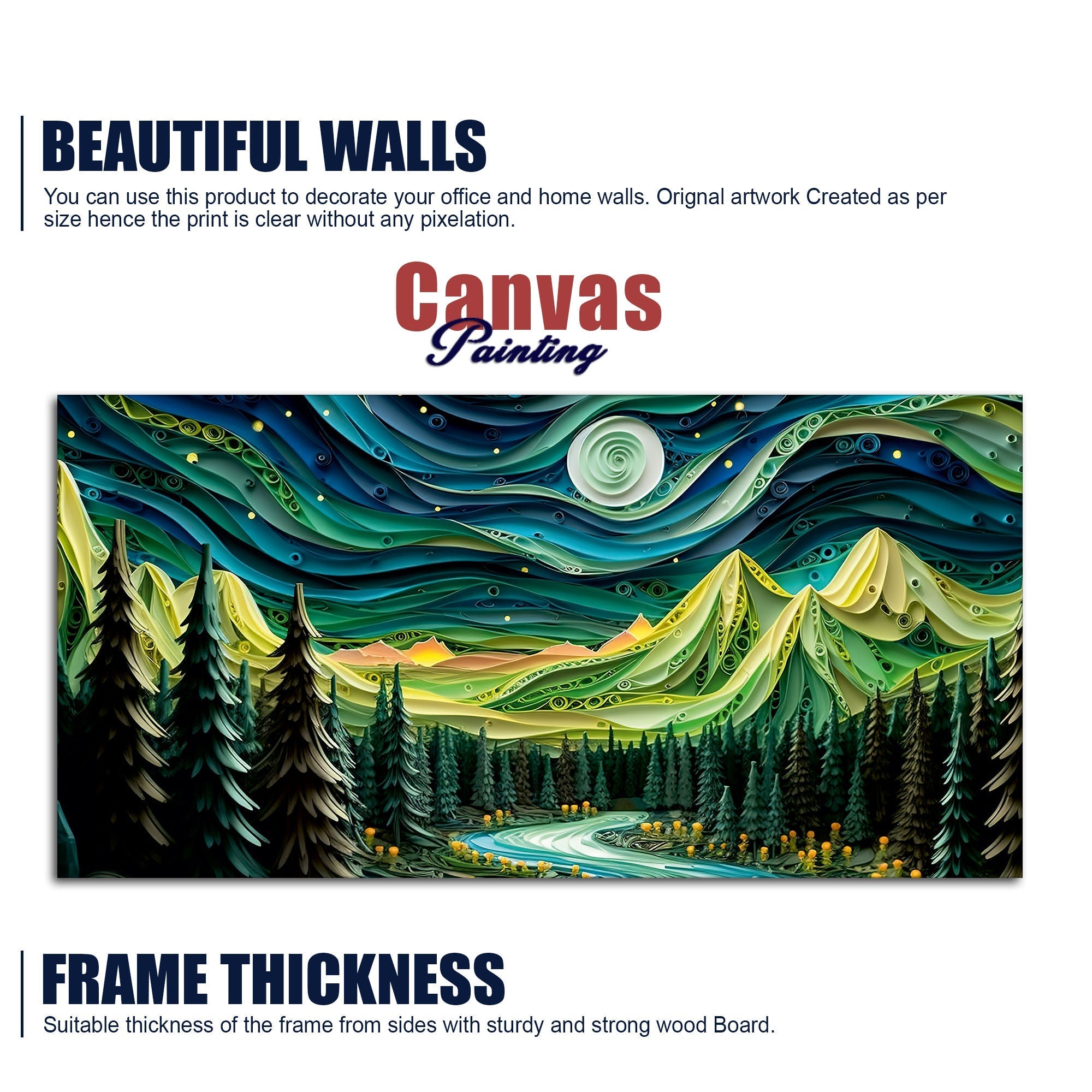 Beautiful River Surrounded by Mountains Canvas Wall Painting