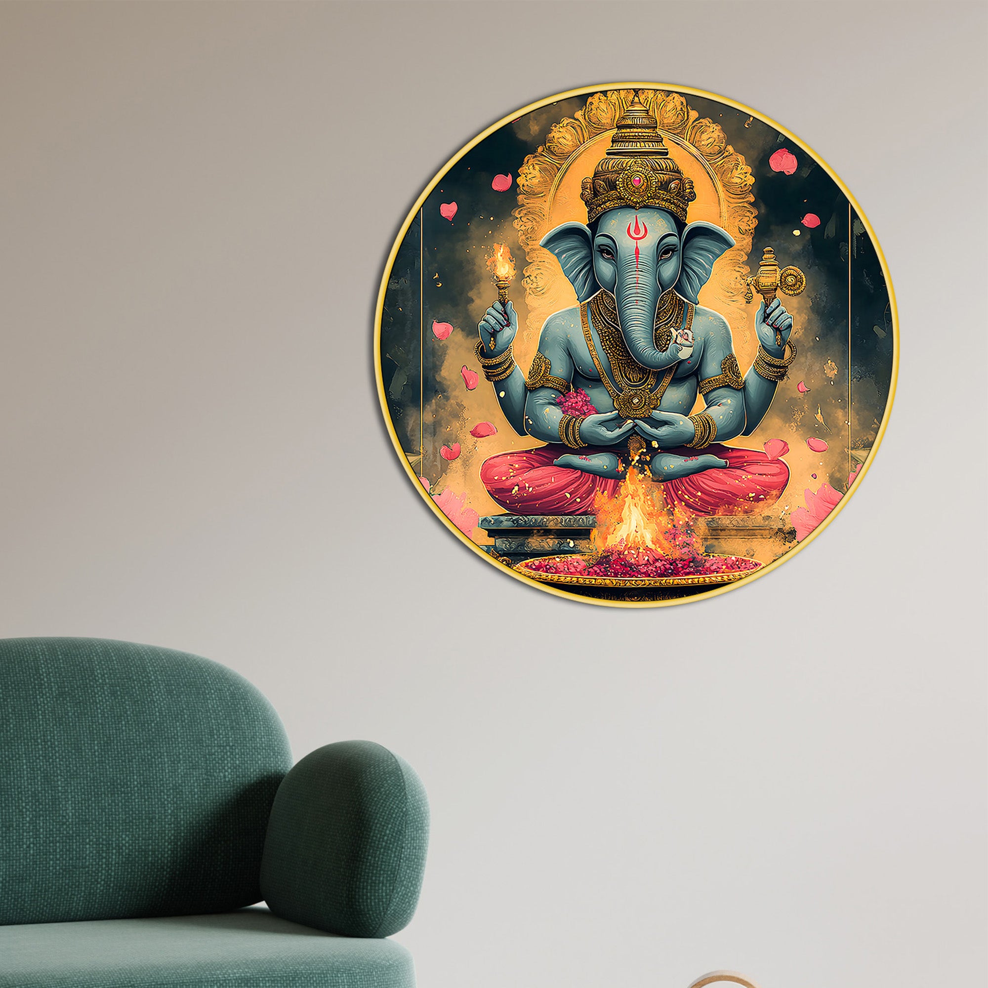 beautiful-round-ganpati-wall-painting-for-living-room