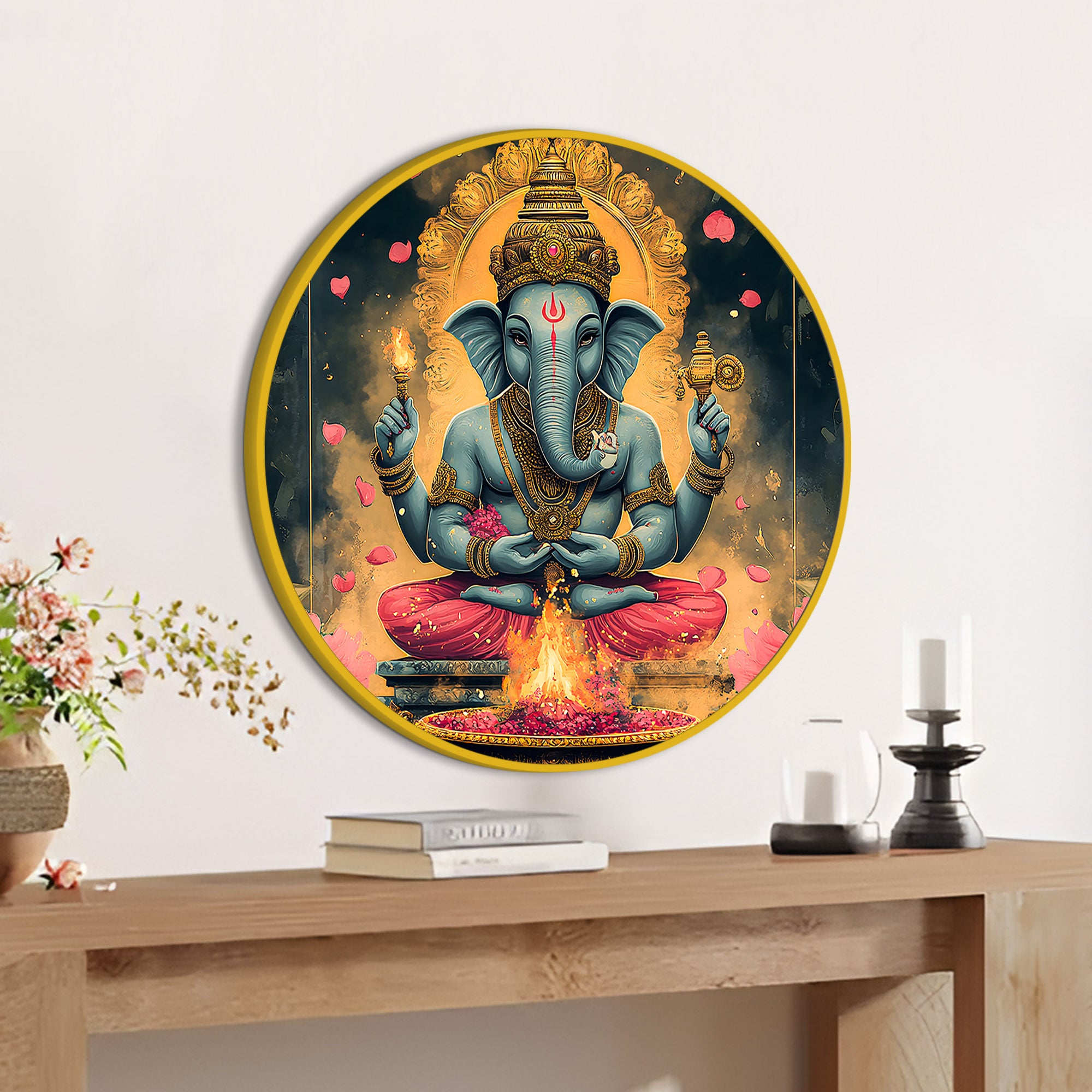 Beautiful Round Ganpati Wall Painting for Living Room