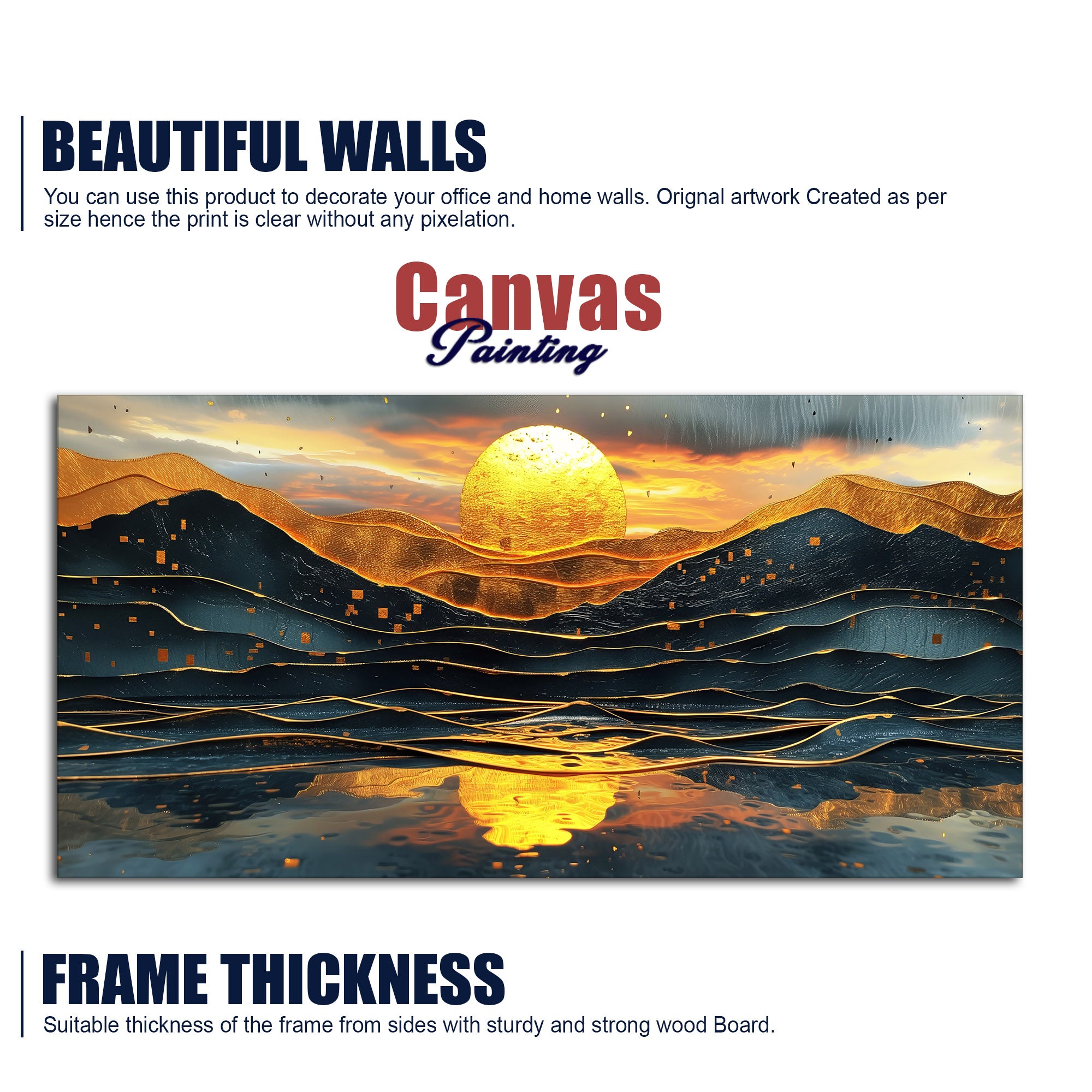 Beautiful Scenery of Mountain At Sunset Canvas Wall Painting