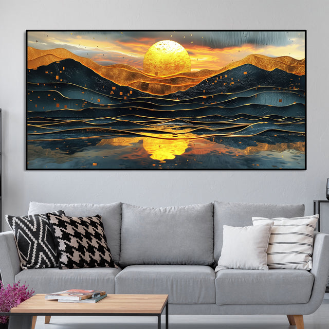 Beautiful Scenery of Mountain At Sunset Canvas Wall Painting