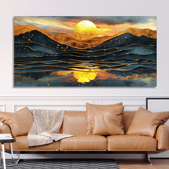 Beautiful Scenery of Mountain At Sunset Canvas Wall Painting