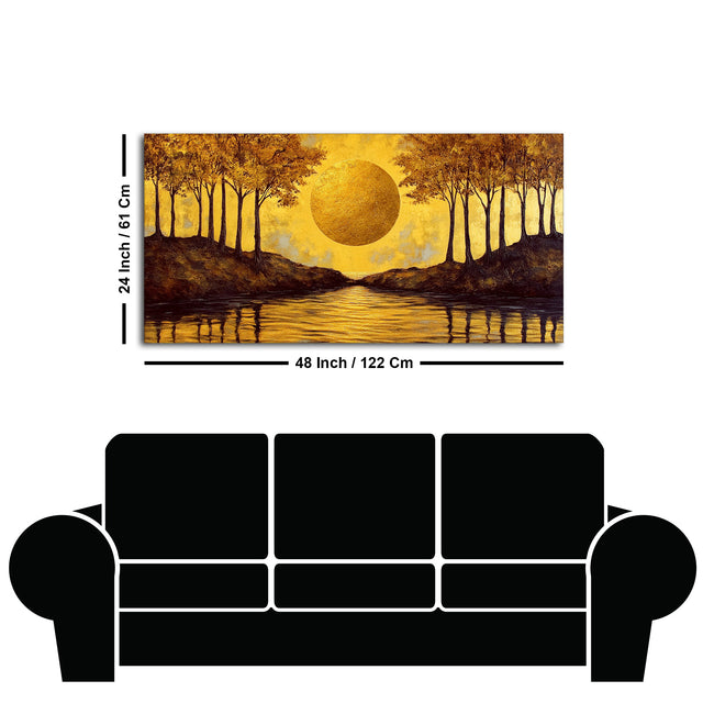 Beautiful Scenery of Sun Shining Premium Canvas Wooden Wall Painting