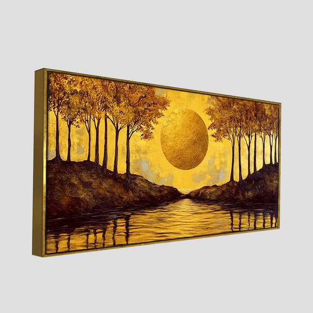 Beautiful Scenery of Sun Shining Premium Canvas Wooden Wall Painting
