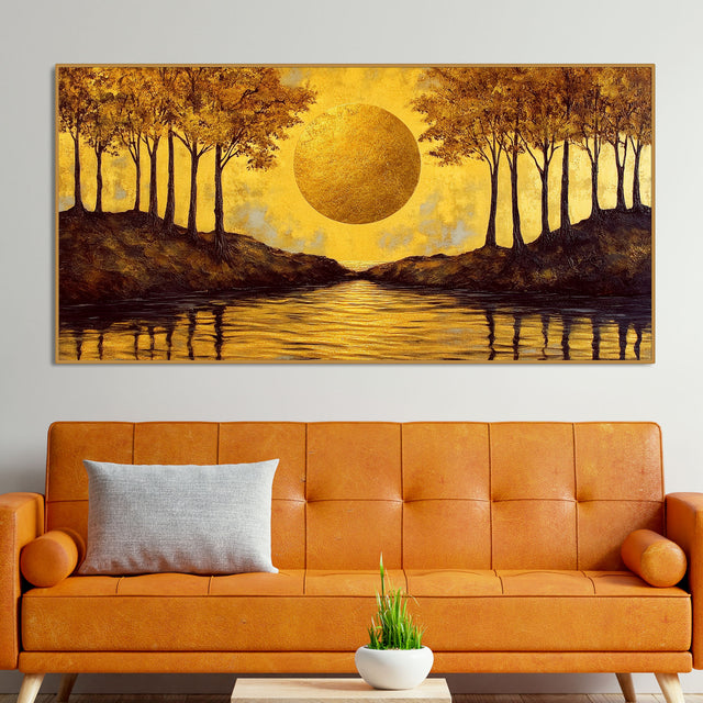 Beautiful Scenery of Sun Shining Premium Canvas Wooden Wall Painting
