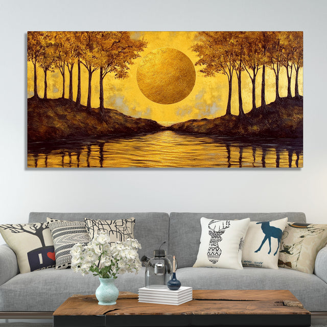 Beautiful Scenery of Sun Shining Premium Canvas Wooden Wall Painting