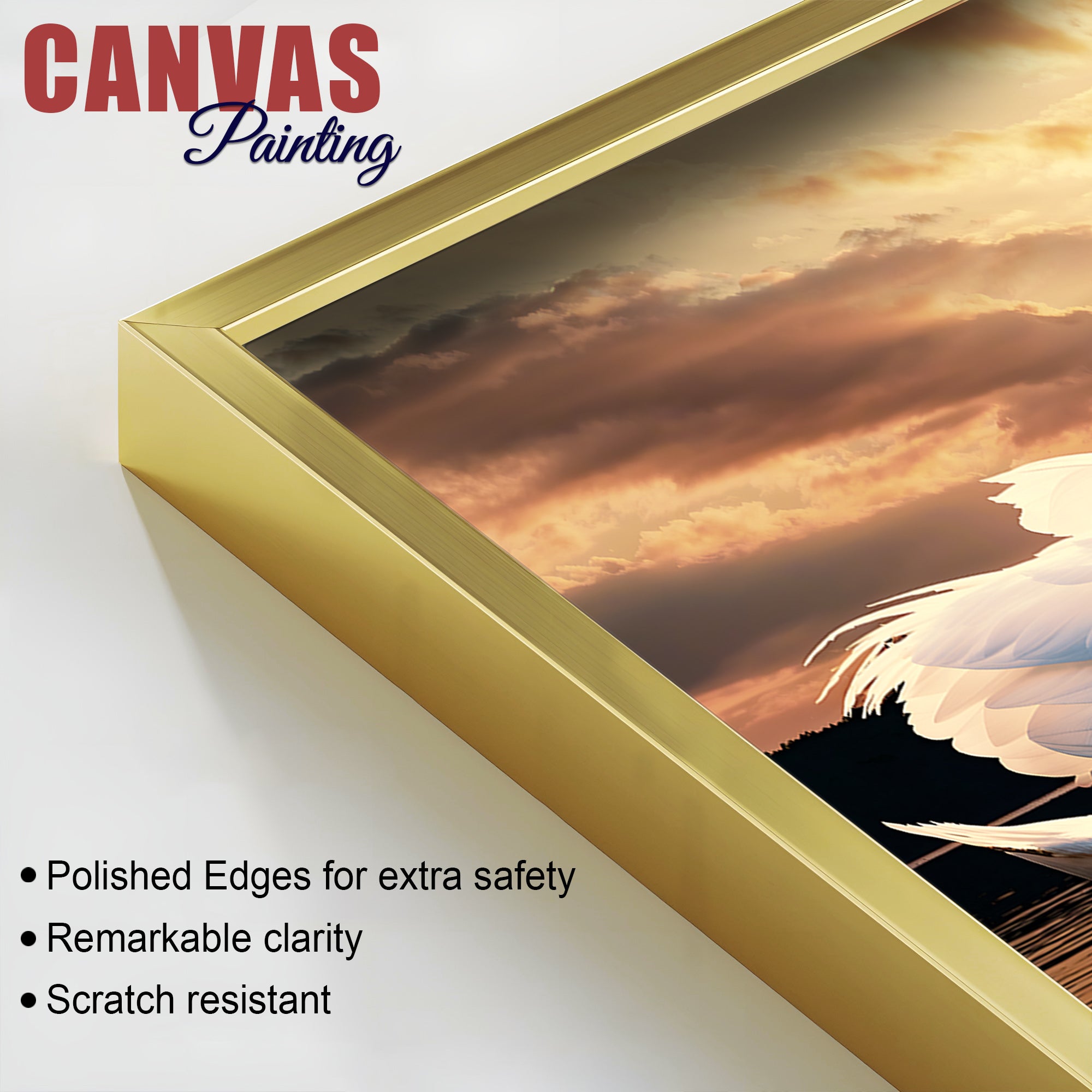 Beautiful Swan Pair Wall Painting for Home & Bedroom Décor