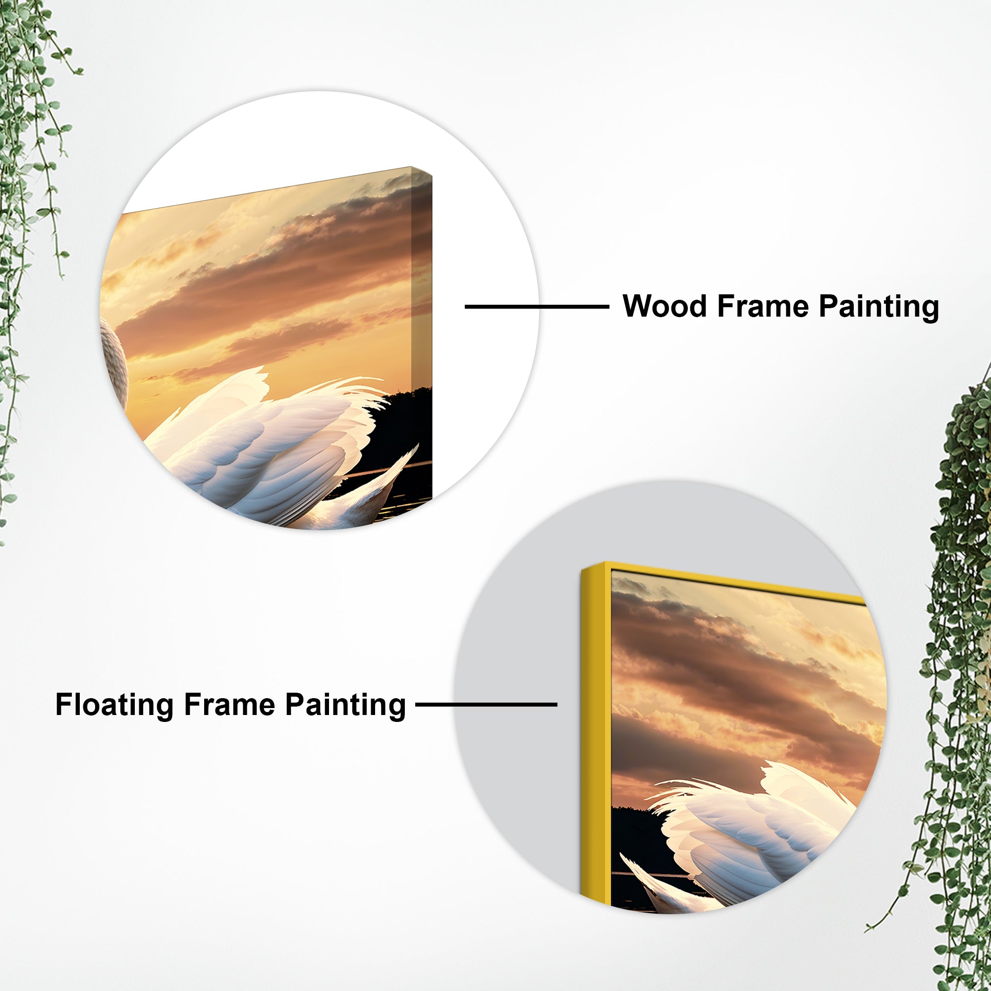 Beautiful Swan Pair Wall Painting for Home & Bedroom Décor