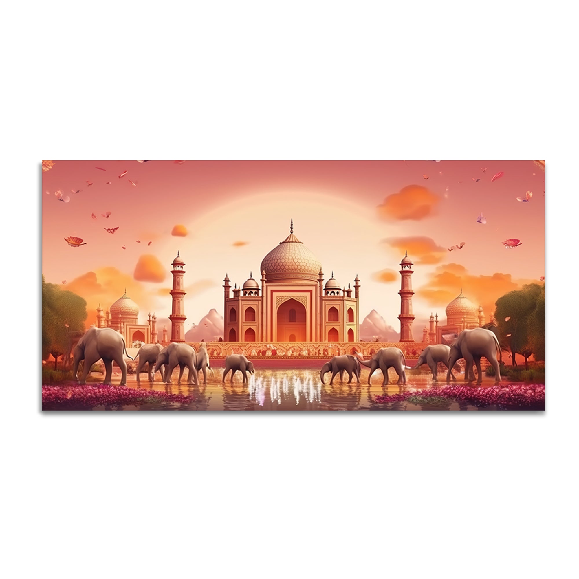 Beautiful Taj Mahal Scenery Premium Canvas Wall Painting