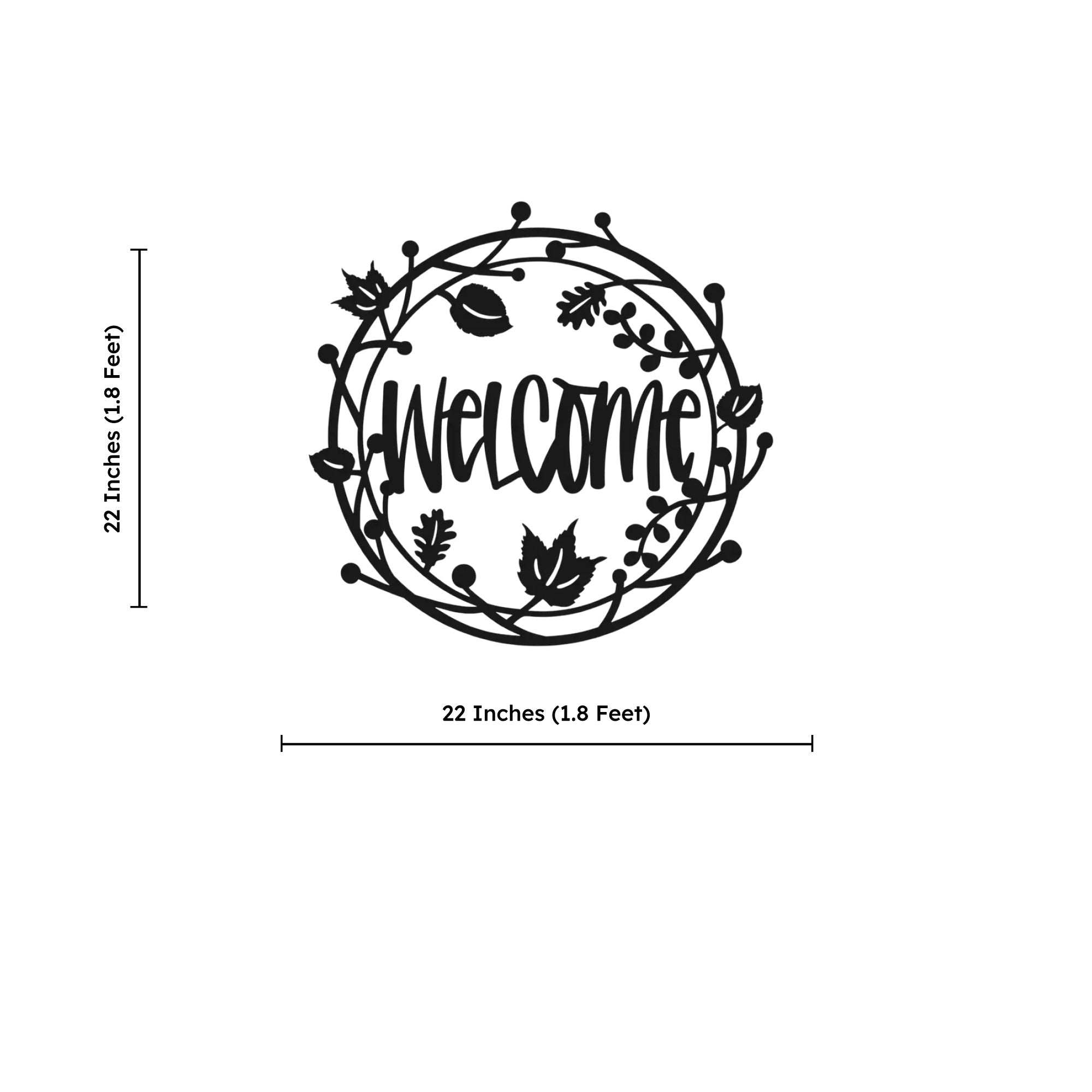 Beautiful Welcome Floral Circle Metal Art Wall Decor