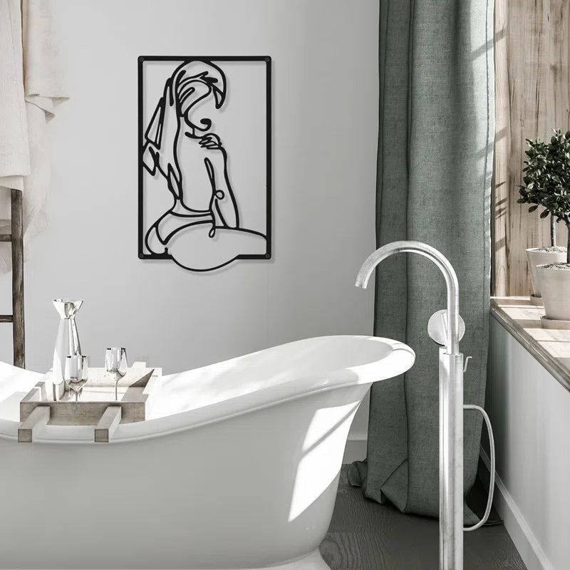 Beautiful Women Silhouette Line Metal Art Frames Wall Decor