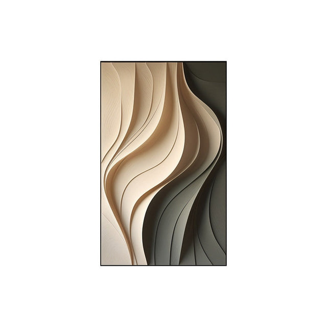 Beige and Olive Wave Panel 3D Wall Art Home Decor