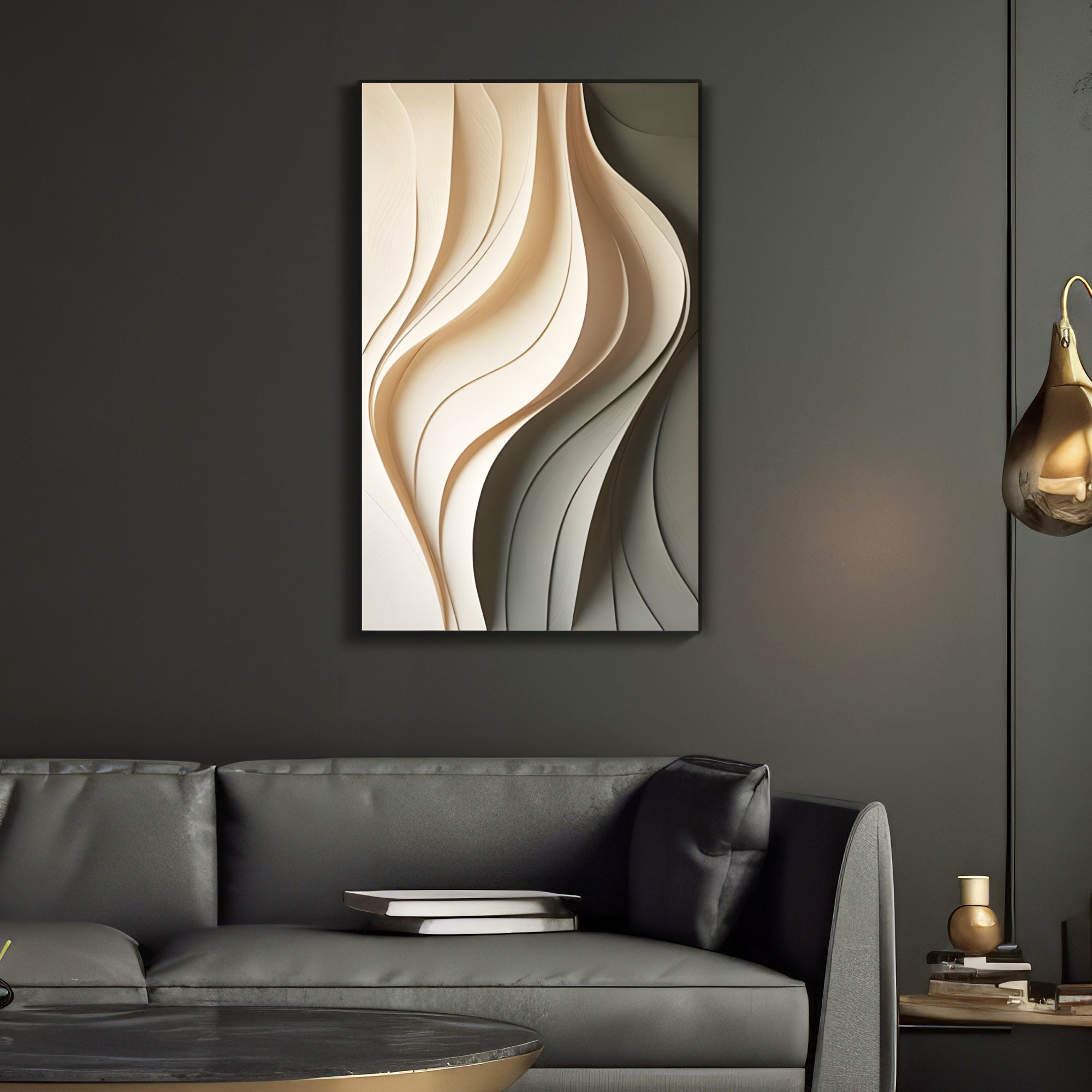 Beige and Olive Wave Panel 3D Wall Art Home Decor