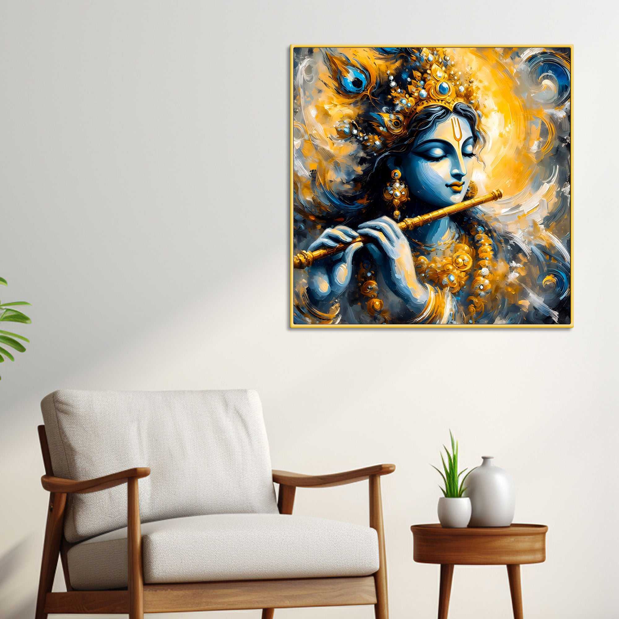 Beloved Shri Krishna Divine Flute Canvas Wall Painting for Home & Office