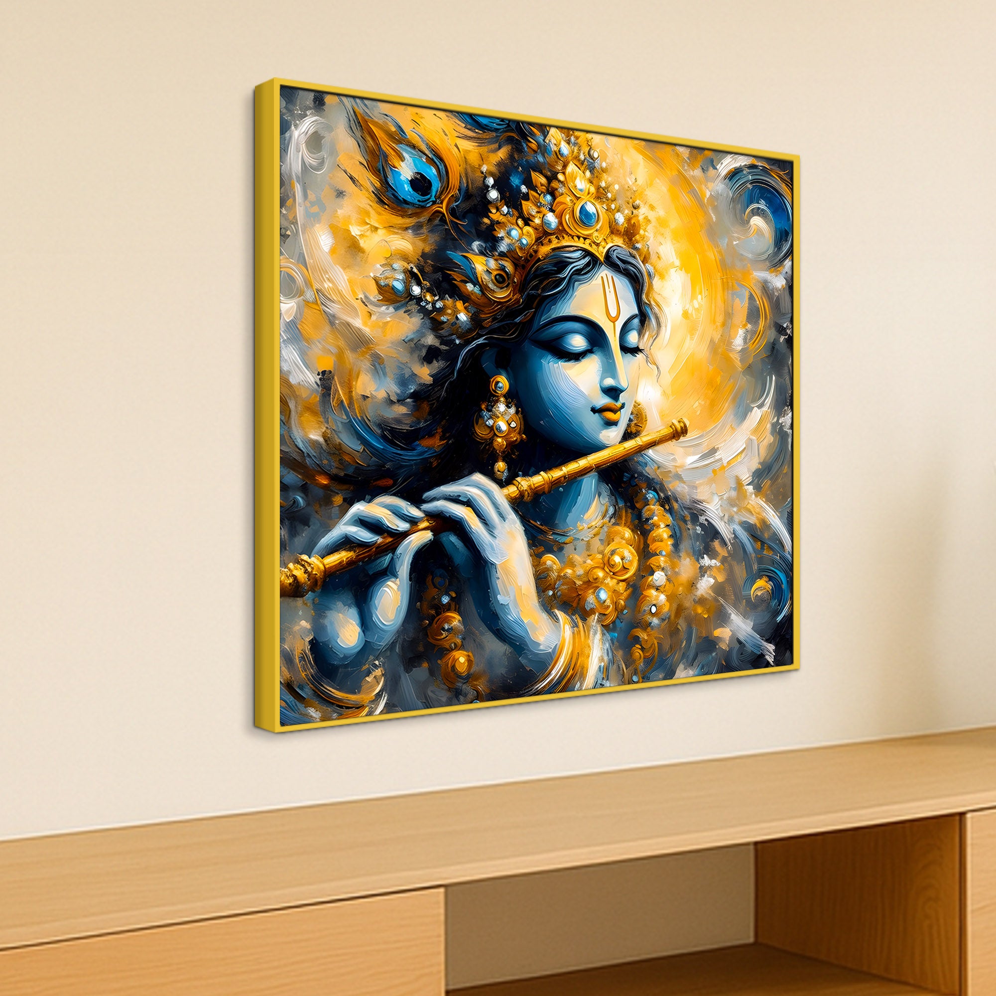 Beloved Shri Krishna Divine Flute Canvas Wall Painting for Home & Office