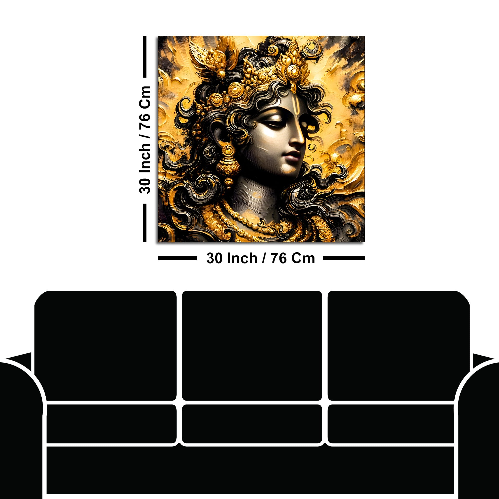 Black & Gold Divine Shri Krishna Spiritual Canvas Wall Painting for Home